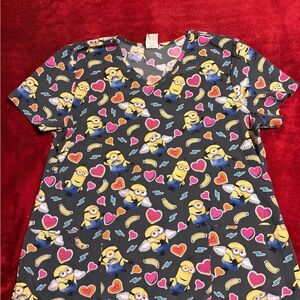 Minion Print Scrub Top